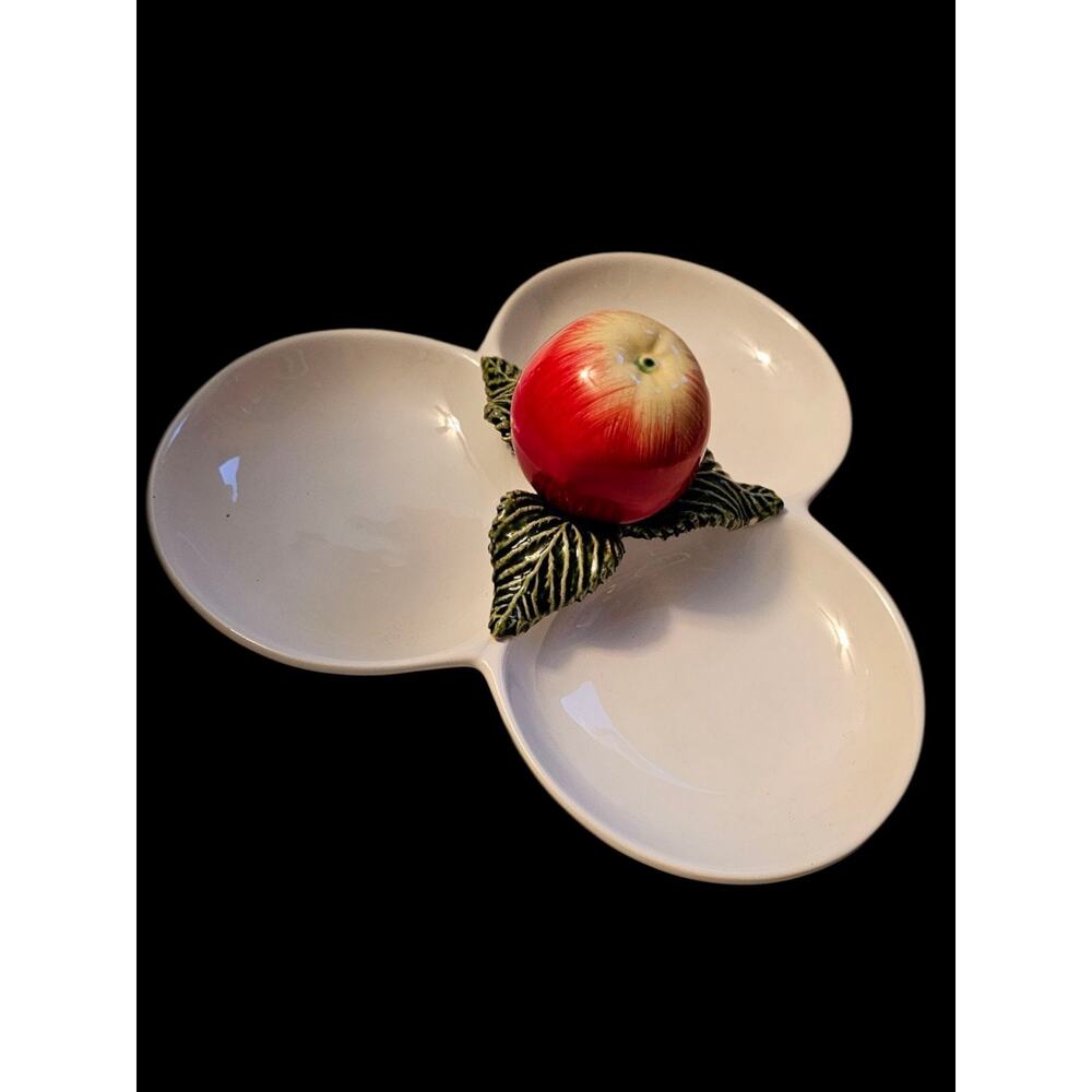 Portugal Pottery Divided Server Centerpiece Apple "Subtil Caldas Da Rainha"